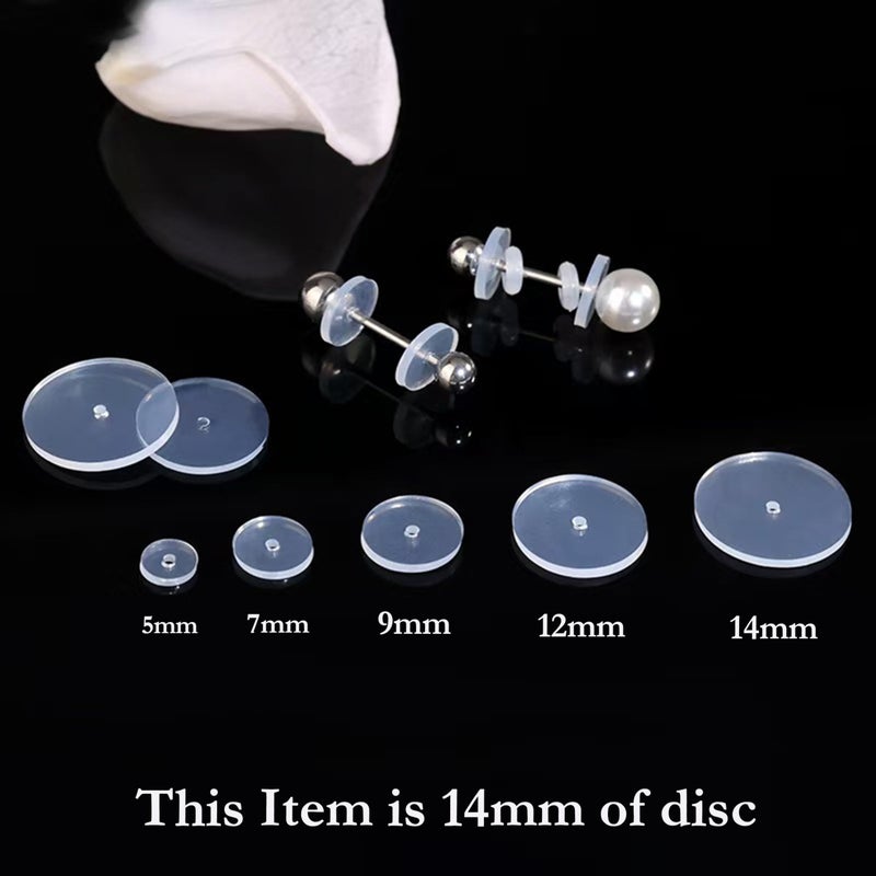 Melimarry 0.55 Inch Silicone Earring Backs Stoppers for Piercings, Clear Discs, 14mm, Non-Pull Stabilizer Pads for Healing Earlobe Support Patches (50 pcs) - Image 2