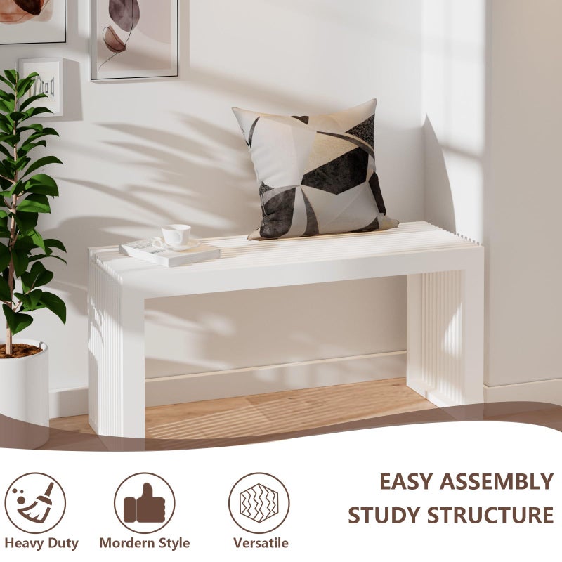 APRTAT Bamboo Dining Bench, 35 inch Farmhouse Decor Indoor Kitchen Table Bench, Entryway Shoe Rack Bench Solid Bamboo Benches for Living Room, Hallway, Bedroom, Bathroom - Image 2