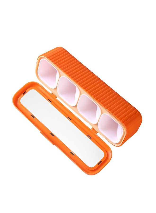Thoraya - Seasoning Storage Box Sealed 4 Compartment Spice Container Set Household Storage Container Condiment Jars with Spoon Orange - Image 1