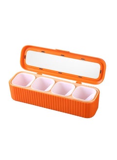 Seasoning Storage Box Sealed 4 Compartment Spice Container Set Household Storage Container Condiment Jars with Spoon Orange