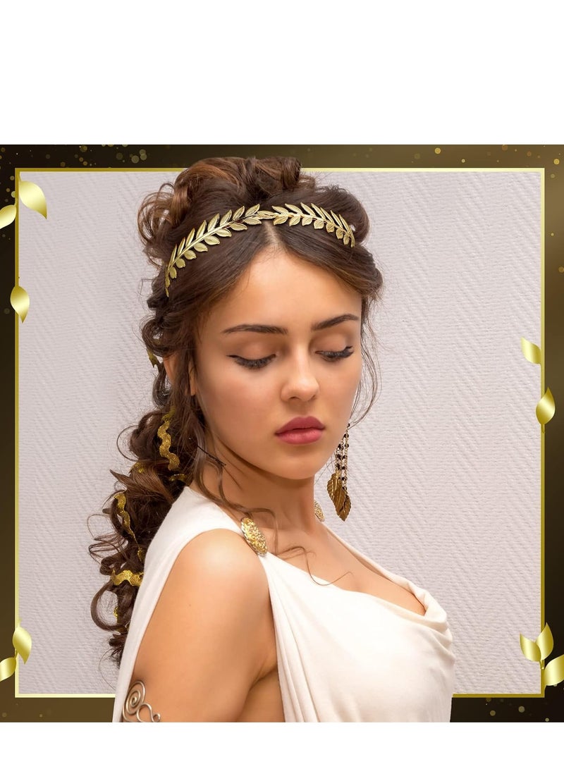 SYOSI مجموعة 6 قطع من عصبات الرأس بأوراق الذهب، تاج زهور وأوراق مع حجر الراين، إكسسوارات عصبة الرأس مع لؤلؤ صناعي، قطعة رأس معدنية للبرايم وإكسسوار زفافة لشعر النساء والفتيات لطراز أنيق - Image 2