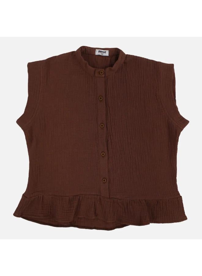playmore Girls Cotton Blouse – Brown - Image 1