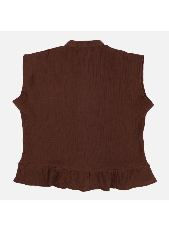 playmore Girls Cotton Blouse – Brown - Image 2