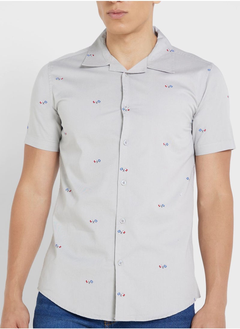 Seventy Five - Pure Cotton Printed Casual Shirt With Half Sleeve And Resort Collar - Image 1