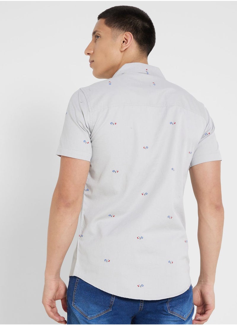 Seventy Five - Pure Cotton Printed Casual Shirt With Half Sleeve And Resort Collar - Image 1