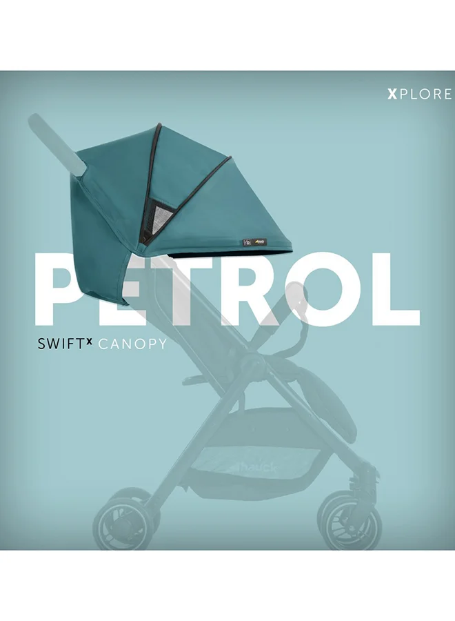 هوك Sun Canopy For Pushchair Swift X, Upf 50 +, 3 Zones With Ventilation Outlets, Individual Summer Look, Easy To Install, Petrol