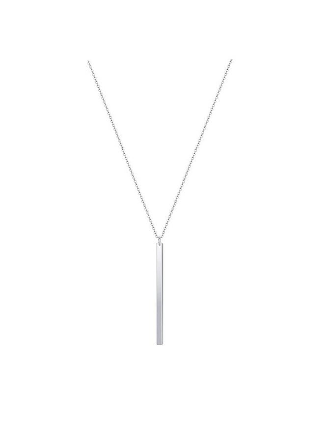 ARTMISS Bar Pendant Necklace Gold Long Ynecklace Delicate Lariat Chain Jewelry For Women And Girls (Silver)  - Image 1