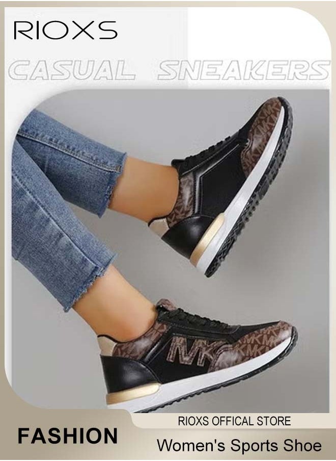 RIOXS Women's Sports Shoes, Mesh Breathable Platform Sneakers, Casual Jogging Walking Shoes For Running, Ladies Lace Up Platform Sneakers, Trendy Athletic Tennis Shoes, Anti-slip Sneakers For Women, Ladies Athlesiure Trainers -Black Trainers  - Image 4