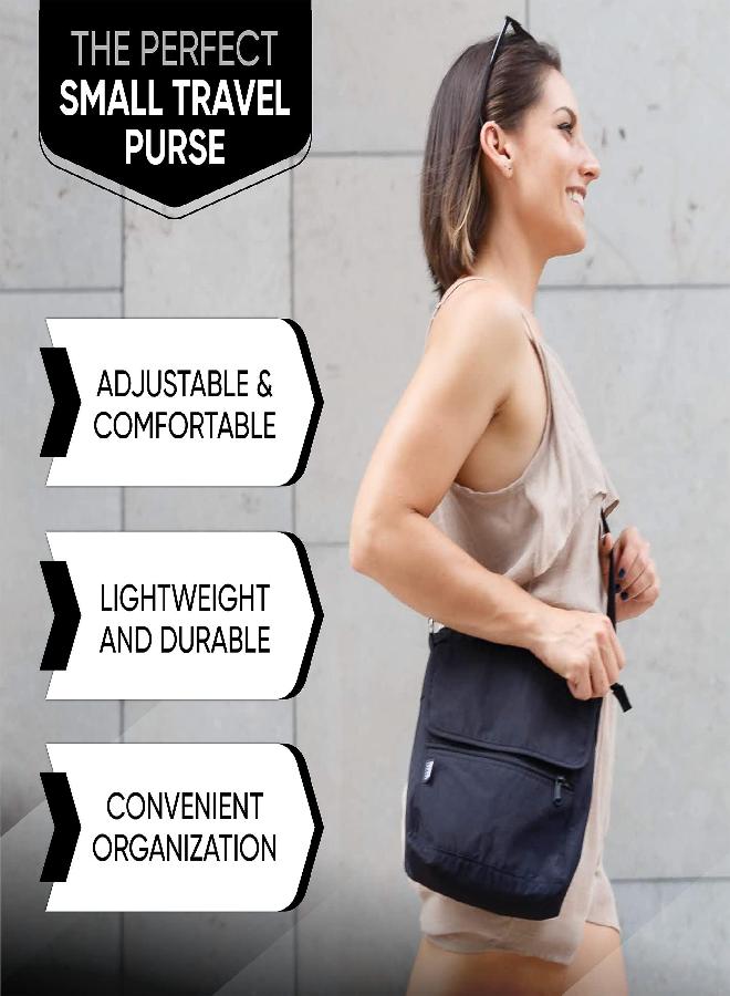 Peak Gear Nylon Crossbody Purse with RFID Blocking Pocket and Lifetime Recovery Service. Versatile and Stylish Shoulder Bag for Women. Black  - Image 3