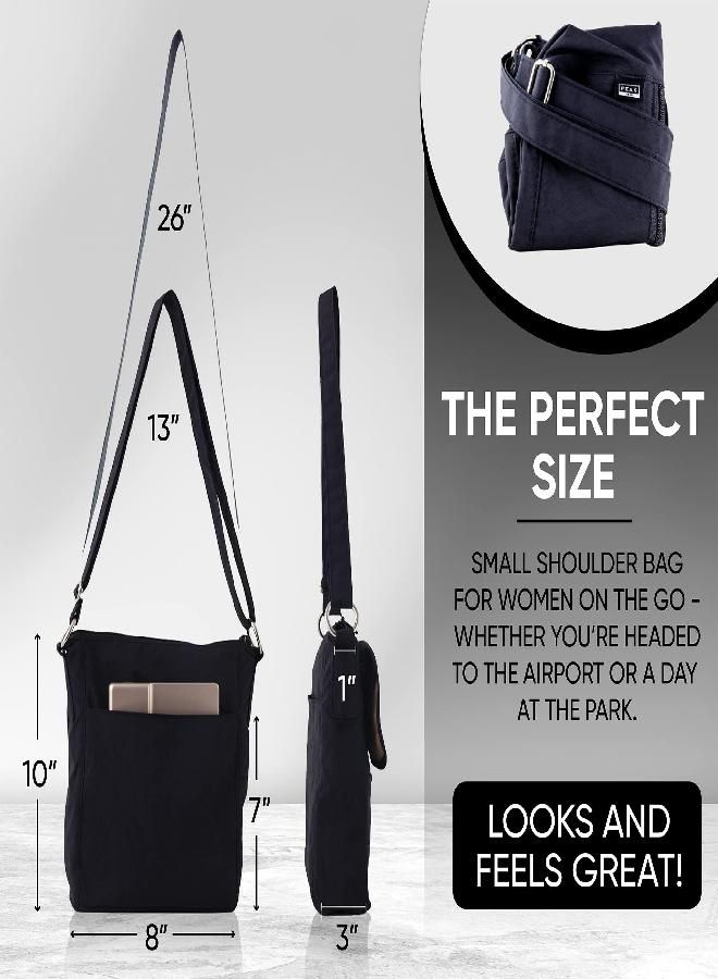 Peak Gear Nylon Crossbody Purse with RFID Blocking Pocket and Lifetime Recovery Service. Versatile and Stylish Shoulder Bag for Women. Black  - Image 5