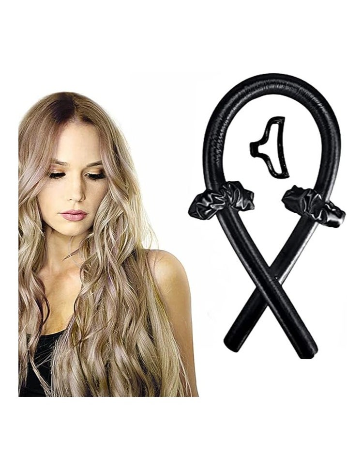 Heatless Hair Curlers ,Heatless Curling Rod Headband,Soft Foam Hair Rollers with Hair Rings and Hair Clips for Natural Hair Long Hair,You Can to Sleep in Overnight (black)