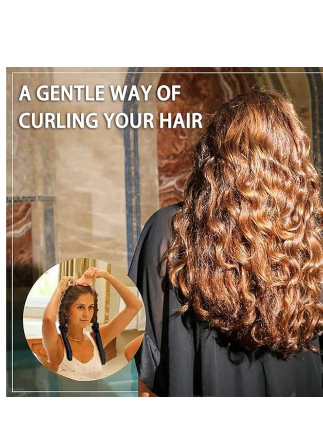 Heatless Hair Curlers ,Heatless Curling Rod Headband,Soft Foam Hair Rollers with Hair Rings and Hair Clips for Natural Hair Long Hair,You Can to Sleep in Overnight (black)