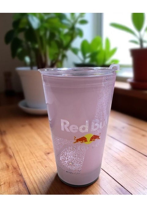 Red Bull Flash Light Cup with Lid (Light Pink)