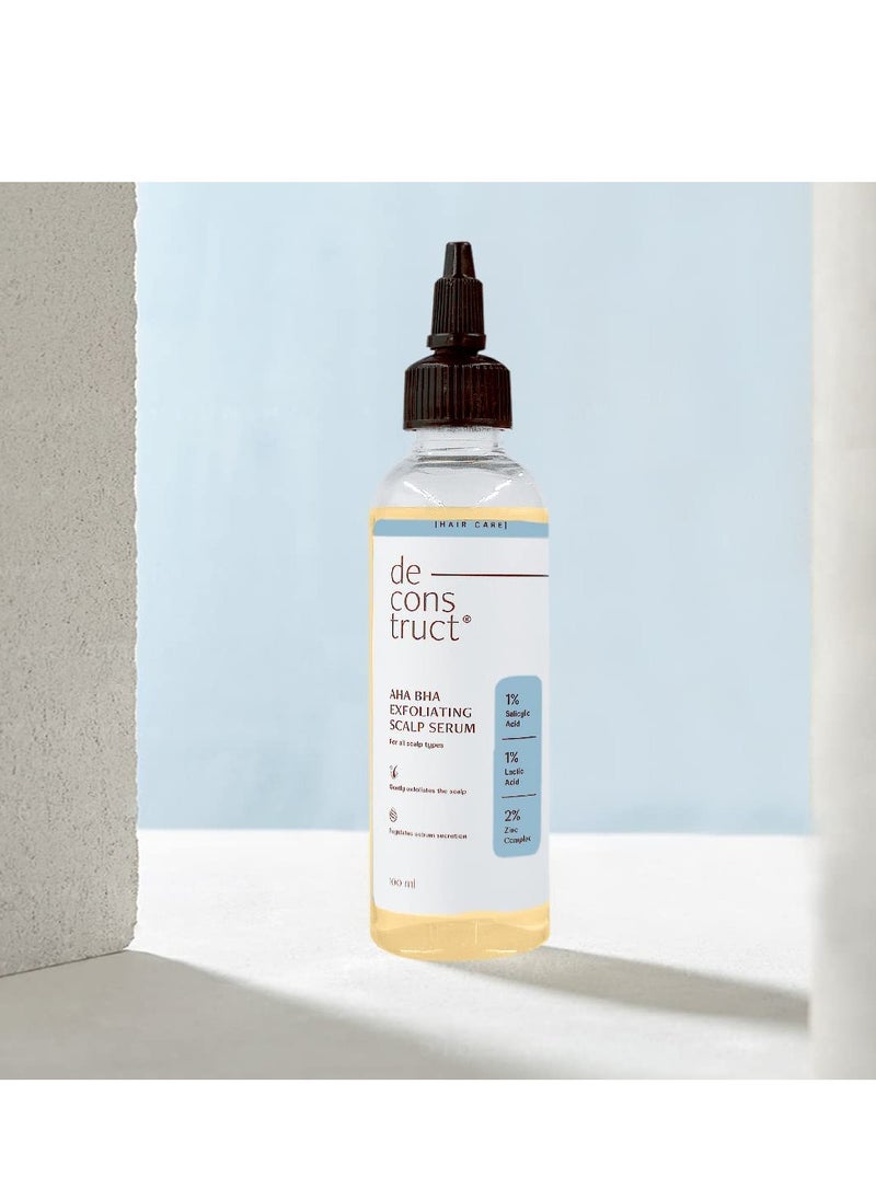 Deconstruct - Deconstruct Aha Bha Exfoliating Scalp Hair Serum | Contains 1% Salicylic Acid + 1% Lactic Acid + 2% Zinc Complex | Water-Based Serum | For Greasy Scalp |Fights Scalp Acne | 100Ml - Image 1