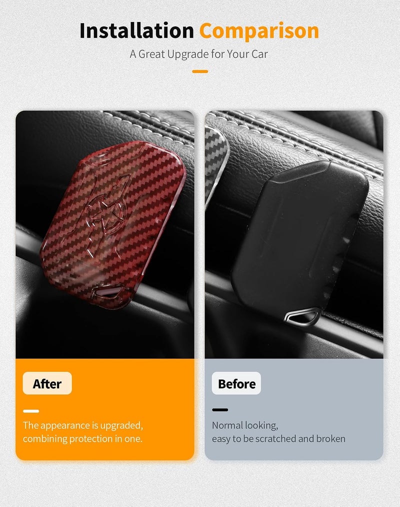 Hoolcar Key Fob Cover Case Key Holder Shell Remote Control Smart Key Fob Protector Compatible with Jeep Wrangler JL JLU & Gladiator JT 2018-2025, Red Carbon Fiber - Image 3