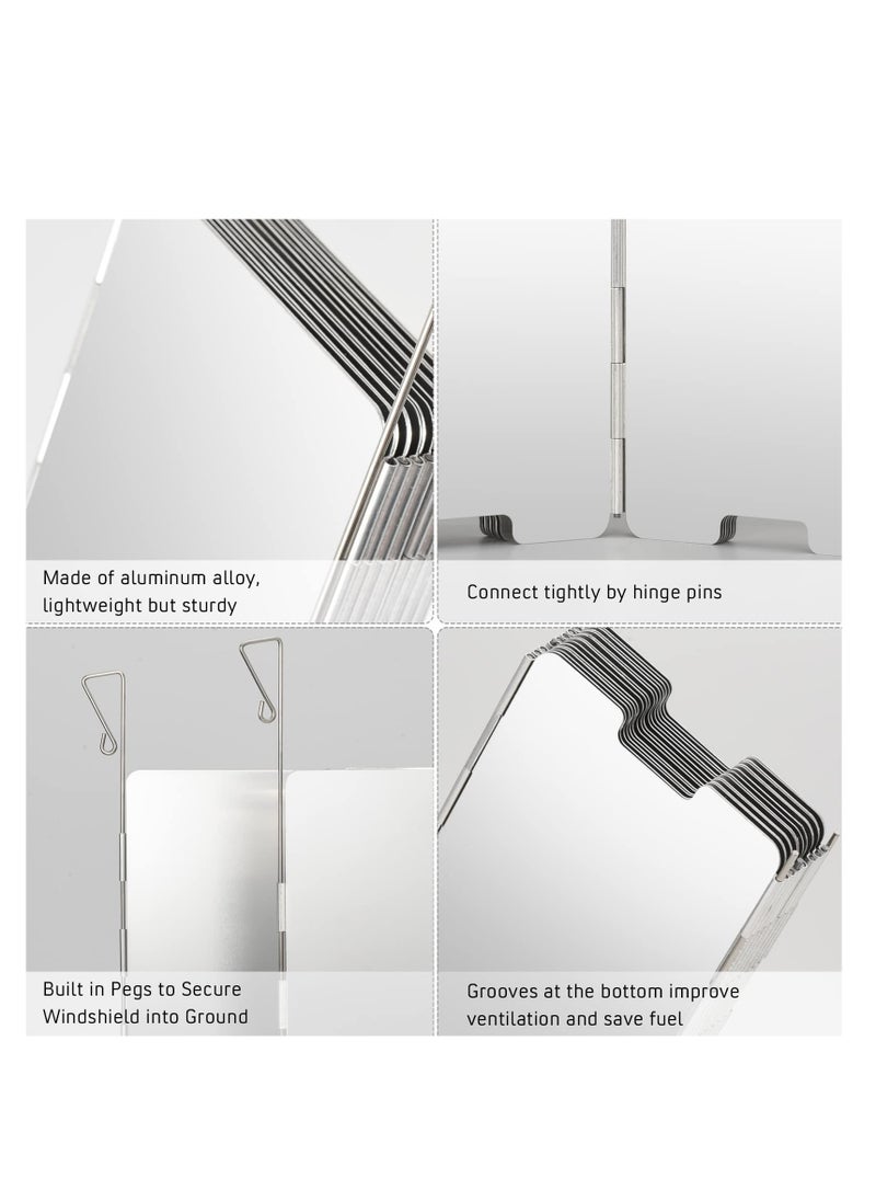 SYOSI 16 Plates Camping Stove Windshield Foldable Stove Windscreen for Camping Burner Windshield Aluminum Camp Gas Stove Wind Screen with Drawstring Bag  - Image 3