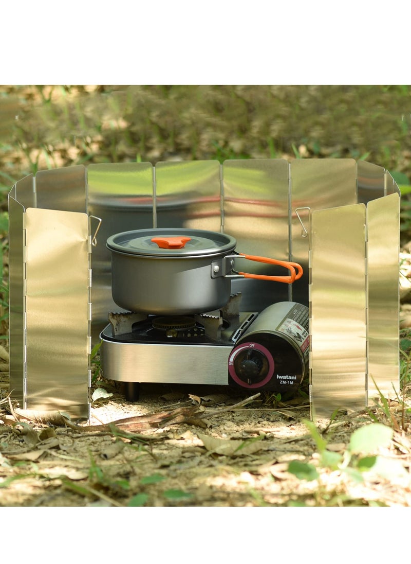 SYOSI 16 Plates Camping Stove Windshield Foldable Stove Windscreen for Camping Burner Windshield Aluminum Camp Gas Stove Wind Screen with Drawstring Bag  - Image 4