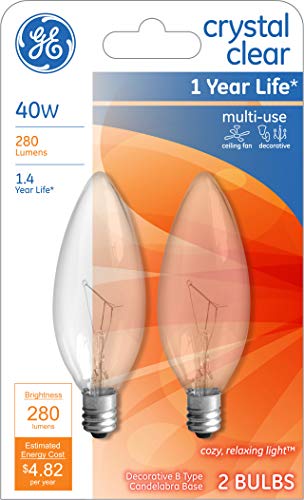 GE Lighting 12165 Light GE2PK40W CLR Blunt Bulb, Incandescent Bulbs, Warm white, 2 Count (Pack of 1), Clear - Image 1