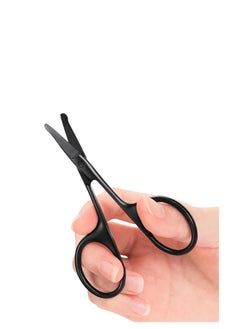 Riva Mini Portable Stainless Steel Nose, Ear and Mustache Hair Trimming Scissors, Black Curved  - Image 3