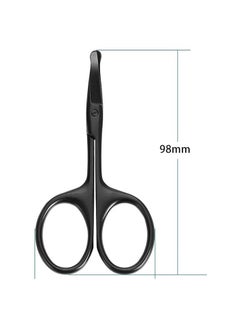 Riva Mini Portable Stainless Steel Nose, Ear and Mustache Hair Trimming Scissors, Black Curved  - Image 2