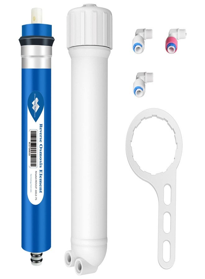 Membrane Solutions غشاء التناضح العكسي من ممبرين سوليوشنز، سعة 75 جالونًا في اليوم، مع غلاف للغشاء، ومفتاح ربط، ووصلات سريعة التوصيل مقاس 1/4 بوصة، وصمام عدم رجوع، بديل لنظام فلترة مياه الشرب بالتناضح العكسي المنزلي أسفل الحوض - Image 1