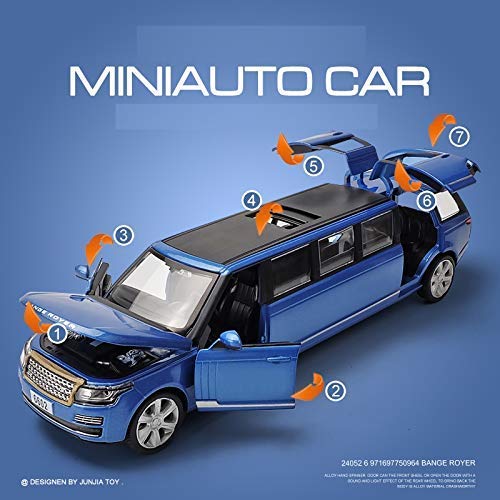 FEXXA 1:32 Scale Long Range Rover Die-Cast Metal Car with Sport car Openable Doors Light and Sound,Pull Back Function Indoor Outdoor Toy for Kids (Blue) - Image 2