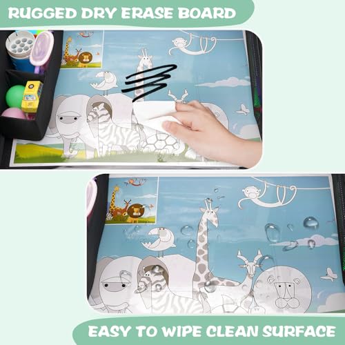 MENZOKE Kids Travel Tray for Toddler Car Seat, Toddler Gift for Boy Activities with Dry Erase Board & iPad Holder Stand, Road Trip Essentials Accessories Lap Tray for Boy as Birthday Gift, Black - Image 4