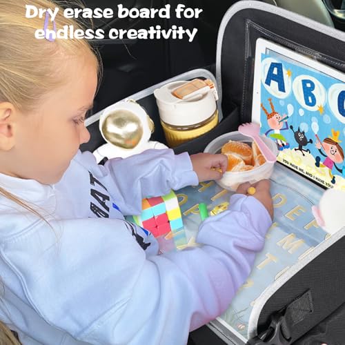 MENZOKE Kids Travel Tray for Toddler Car Seat, Toddler Gift for Boy Activities with Dry Erase Board & iPad Holder Stand, Road Trip Essentials Accessories Lap Tray for Boy as Birthday Gift, Black - Image 3