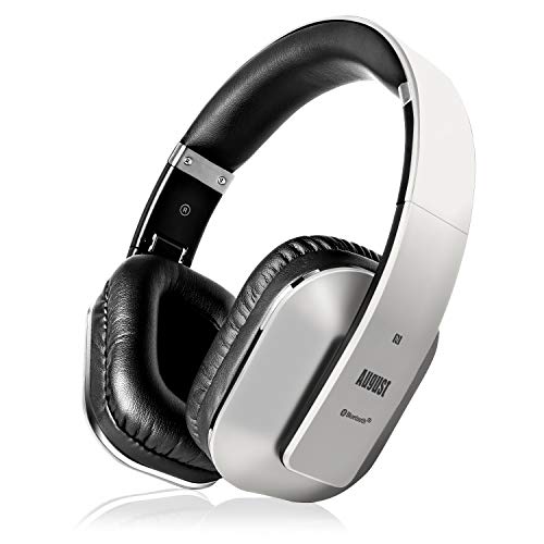 August EP650 Bluetooth Wireless Over-Ear Headphones with aptX Low Latency, NFC, Multipoint Pairing, Wired Option, Built-in Microphone - Silver - Image 1