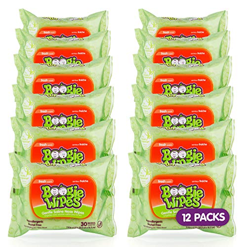 Boogie Saline Nose Wipes by Boogie, for Baby & Kids, Face, Hand & Body, Made with Vitamin E, Aloe, and Natural Saline, Fresh Scent, 30 Count (Pack of 12) - Image 5