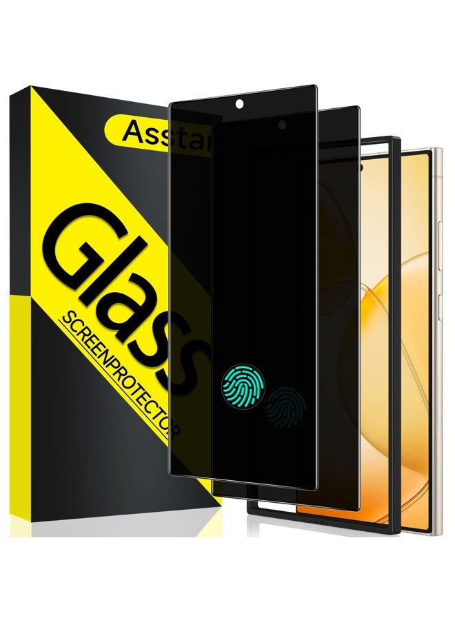 Asstar [2 Pack] Privacy Screen Protector for Samsung Galaxy S24 Ultra,Support 0.1S Fingerprint Unlock,9H Tempered Glass 30°Privacy Samsung Galaxy S24 Ultra,Easy Installation Bubble Free Accessories - Image 1