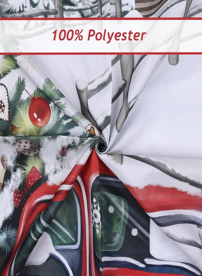 Bonhause Merry Christmas Shower Curtain, Red Truck Xmas Tree Snowman Winter Holiday Bathroom Decor 72 x 72 Inch Polyester Fabric Waterproof Bath Curtain with 12 Hooks - Image 5