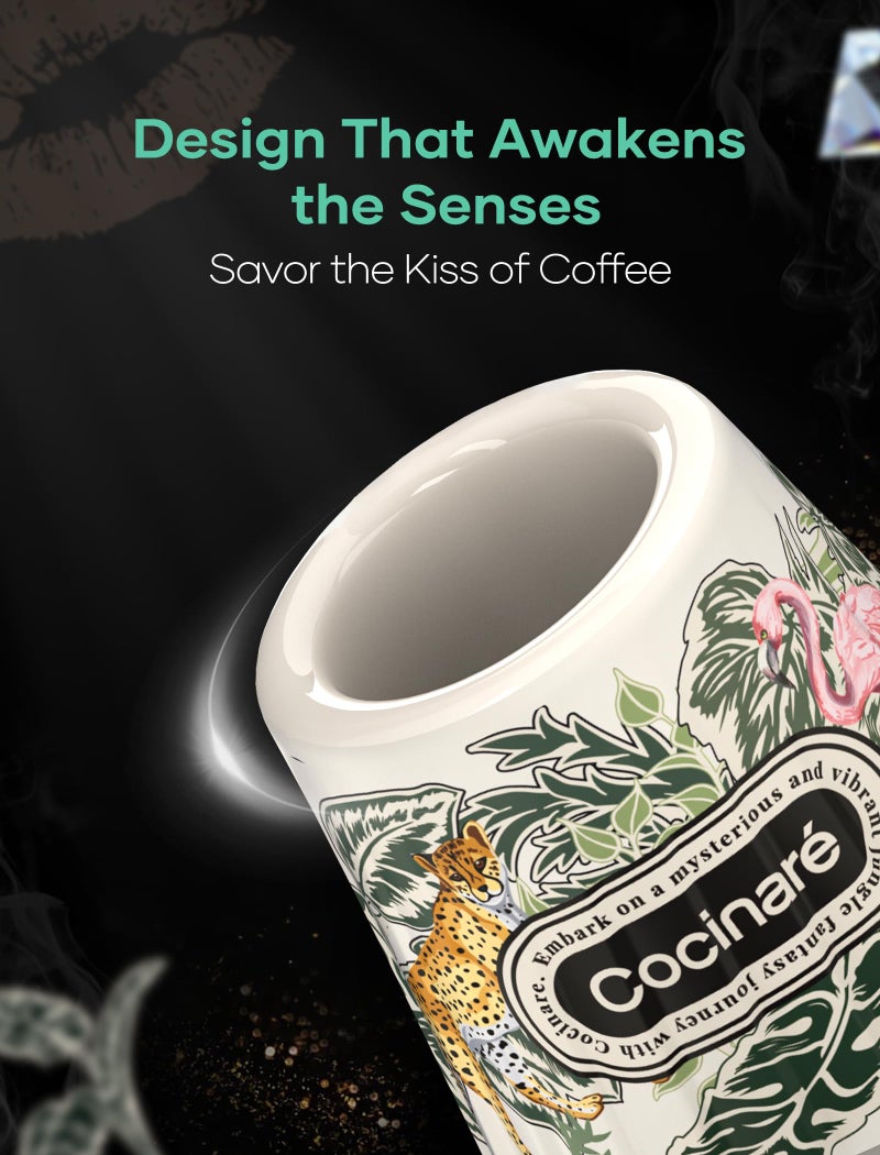 Cocinare KissCup Ceramic Espresso Cup – 2.2oz Demitasse Cup for Espresso, Pour-over coffee & Tea, Jungle, Color-Changing Collection - Image 4