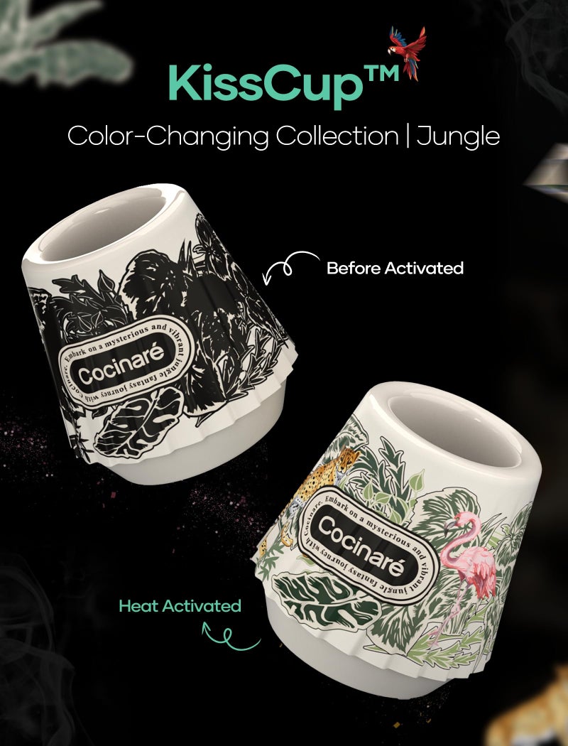 Cocinare KissCup Ceramic Espresso Cup – 2.2oz Demitasse Cup for Espresso, Pour-over coffee & Tea, Jungle, Color-Changing Collection - Image 3