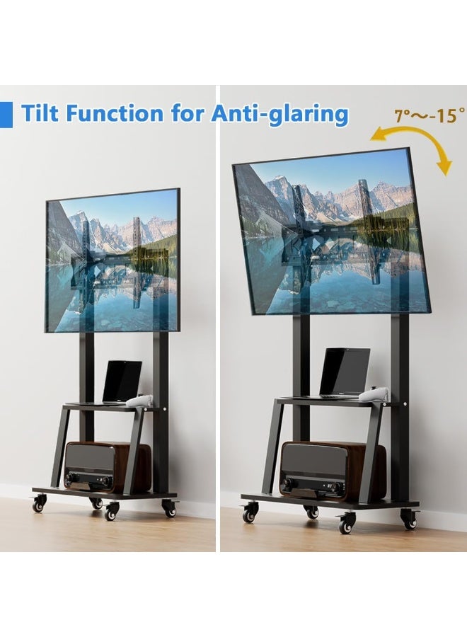 Mobile Adjustable TV Stand with Tilt & Wheels for 32-75 Inch TVs – Height Adjustable, Heavy Duty up to 50kg, Max VESA 600x400mm  - Image 5