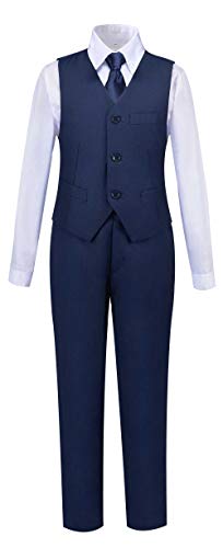 Addneo Boys Navy Blue Suits for Kids Outfit 5 Piece Toddler Boy Silm Fit Suit Tuxedo Size 4T - Image 5