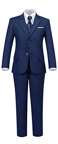 Addneo Boys Navy Blue Suits for Kids Outfit 5 Piece Toddler Boy Silm Fit Suit Tuxedo Size 4T - Image 2