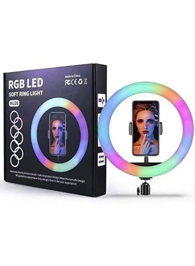 MJ MJ26 RGB LED Ring Light Control With Soft And Imaginative Rainbow Colors For Tiktok Youtube Video Photography And Live Streaming - Image 1