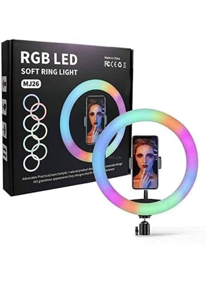 MJ MJ26 RGB LED Ring Light Control With Soft And Imaginative Rainbow Colors For Tiktok Youtube Video Photography And Live Streaming - Image 2