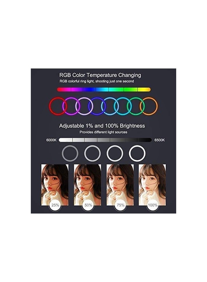 MJ MJ26 RGB LED Ring Light Control With Soft And Imaginative Rainbow Colors For Tiktok Youtube Video Photography And Live Streaming - Image 4