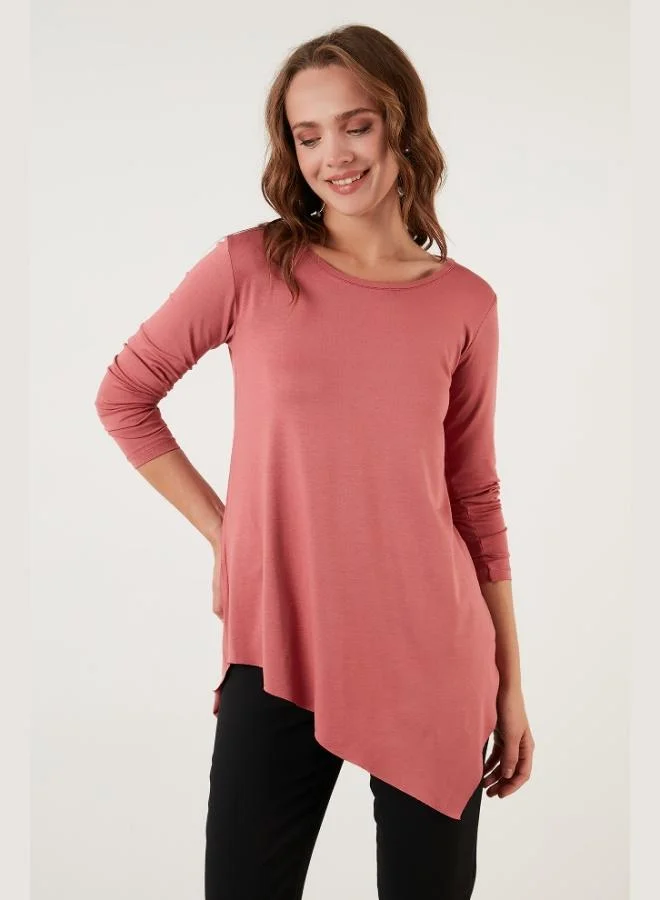 Lela Lela Asymmetrical Cut Crew Neck Blouse Women's BLOUSE 5863545