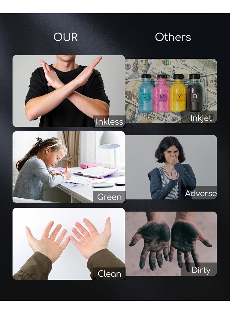 طابعة حرارية TATTMUSE A4، طابعة بلوتوث محمولة، طابعة فواتير وإيصالات، طابعة تعليمية، طابعة محمولة متوافقة مع الهاتف، طابعة سفر أحادية اللون، ورق حراري فقط، أسود - Image 5