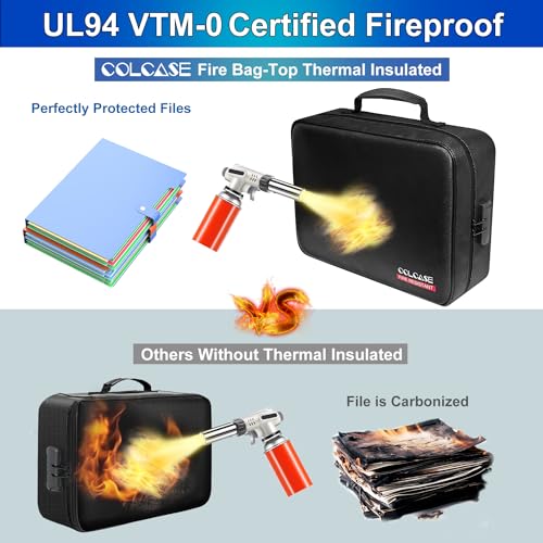 COLCASE Fireproof Document Bag with Lock, Fireproof Waterproof File Organizer Bag 5 Layers Protection Fireproof Bag Storage for Laptop Certificates Documents Passport 15 x 11 x 4.7 inches (Black) - Image 5