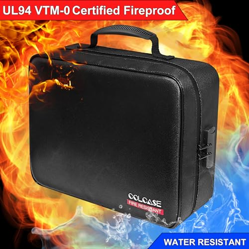 COLCASE Fireproof Document Bag with Lock, Fireproof Waterproof File Organizer Bag 5 Layers Protection Fireproof Bag Storage for Laptop Certificates Documents Passport 15 x 11 x 4.7 inches (Black) - Image 2