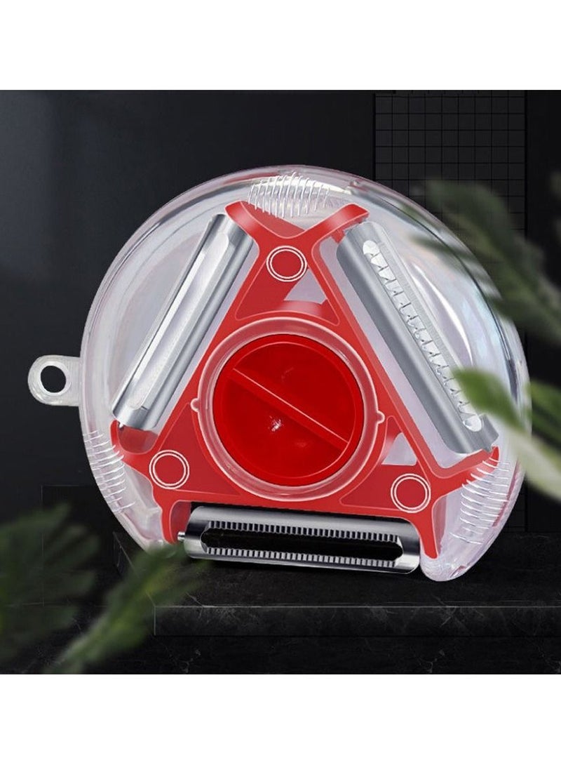 DubaiGallery مقشرة خضروات 3 في 1، مقشرة فواكه متعددة الوظائف مع 3 شفرات حادة وأغطية واقية، مقشرة من الفولاذ المقاوم للصدأ متينة لتقشير التفاح والبطاطس والطماطم - Image 1