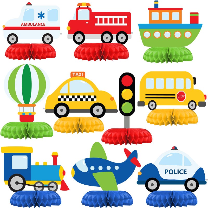 HaPiBiDesign Transportation Party Decorations Honeycomb Centerpieces for Transportation Birthday Decor Transportation Table Decoration for Kids Transportation Theme Dcor - Image 2