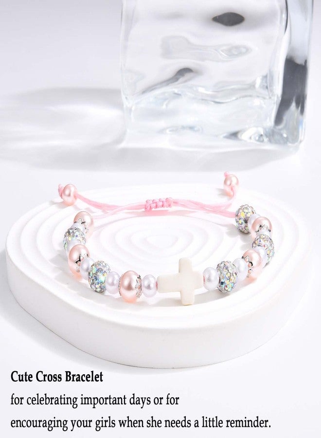FIEEFX Easter Basket Stuffers for Girls Christmas Cross Bracelet Jewelry for Little Girl Valentines Day Easter Baptism Confirmation Communion Birthday Graduation First Day of Back to School Gifts for Girls Kids - Image 2