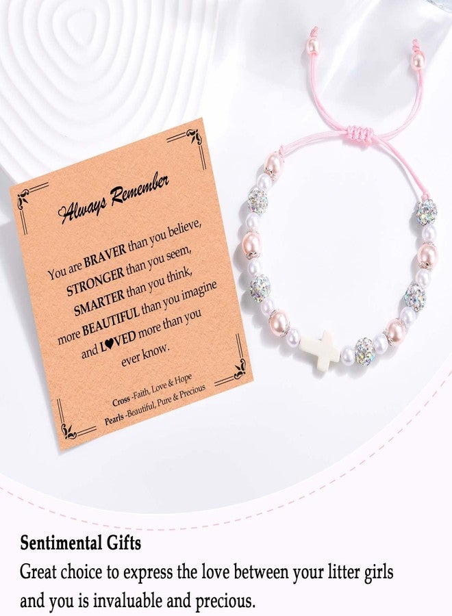 FIEEFX Easter Basket Stuffers for Girls Christmas Cross Bracelet Jewelry for Little Girl Valentines Day Easter Baptism Confirmation Communion Birthday Graduation First Day of Back to School Gifts for Girls Kids - Image 3