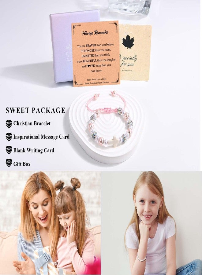FIEEFX Easter Basket Stuffers for Girls Christmas Cross Bracelet Jewelry for Little Girl Valentines Day Easter Baptism Confirmation Communion Birthday Graduation First Day of Back to School Gifts for Girls Kids - Image 5