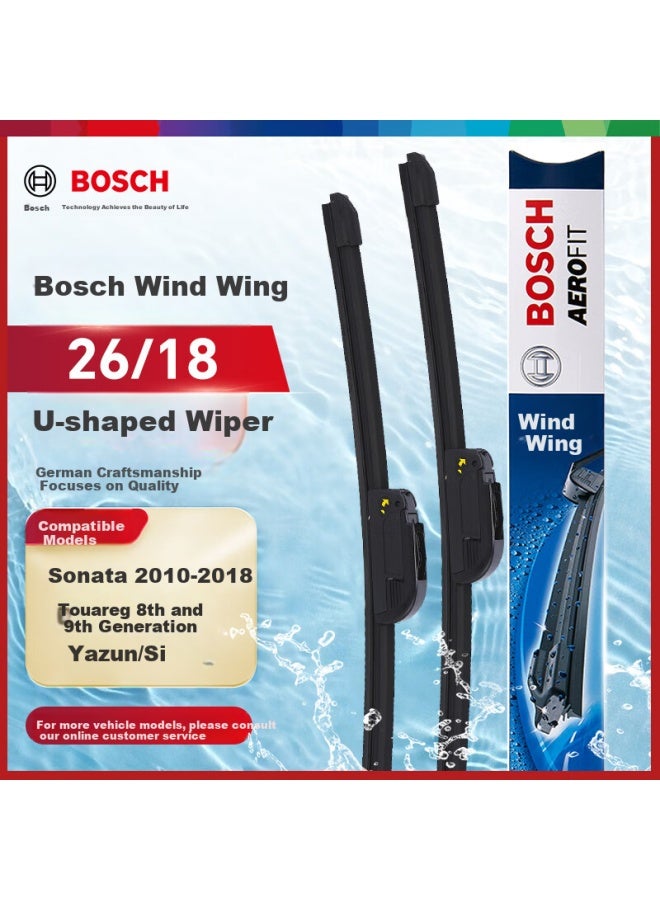 بوش Bosch شفرات مساحات الزجاج الأمامي U-type 26/18 لـ Sonata الجيل الثامن والتاسع / YAZUN / FEISI - Image 1